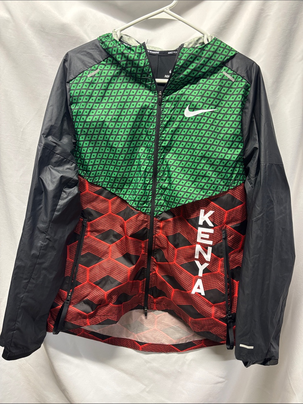 Nike Kenya Colorblock Hooded Windbreaker Jacket - Green, Red & Black